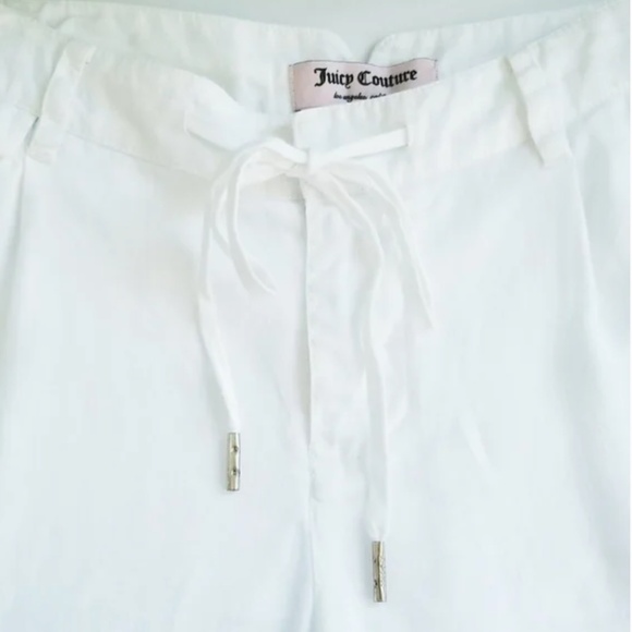 Juicy Couture White Linen Pants 100% Linen Exterior Adjustable drawstring and - Picture 3 of 13
